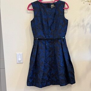 Taylor Navy and Black Brocade Evening Dress